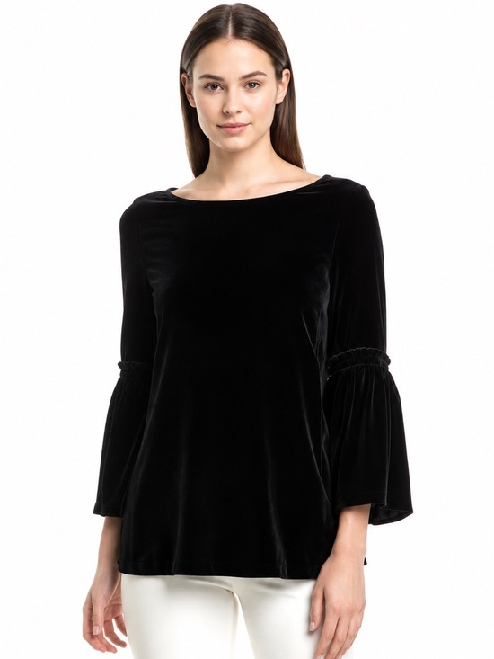 Lafayette 148 New York Tops - Lafayette 148 New York Roslin Italian Silk Blend Blouse XS NWT Black Bell Sleeve